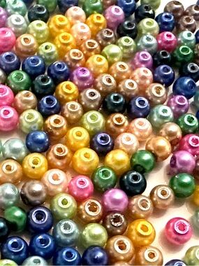 Mixed Color Round Glass Beads - Assorted Shimmer